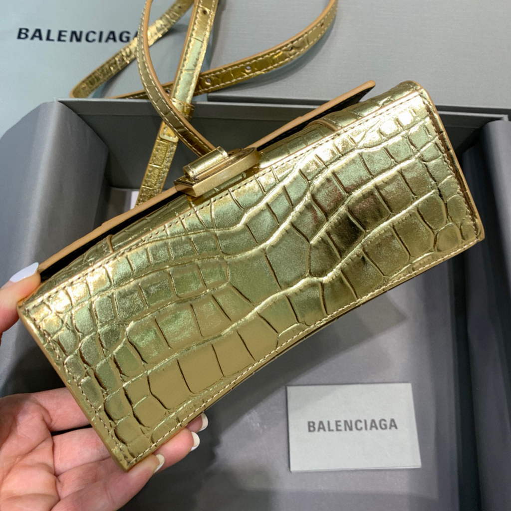 Balenciaga 592833 Hourglass XS Top Handle Bag Gold