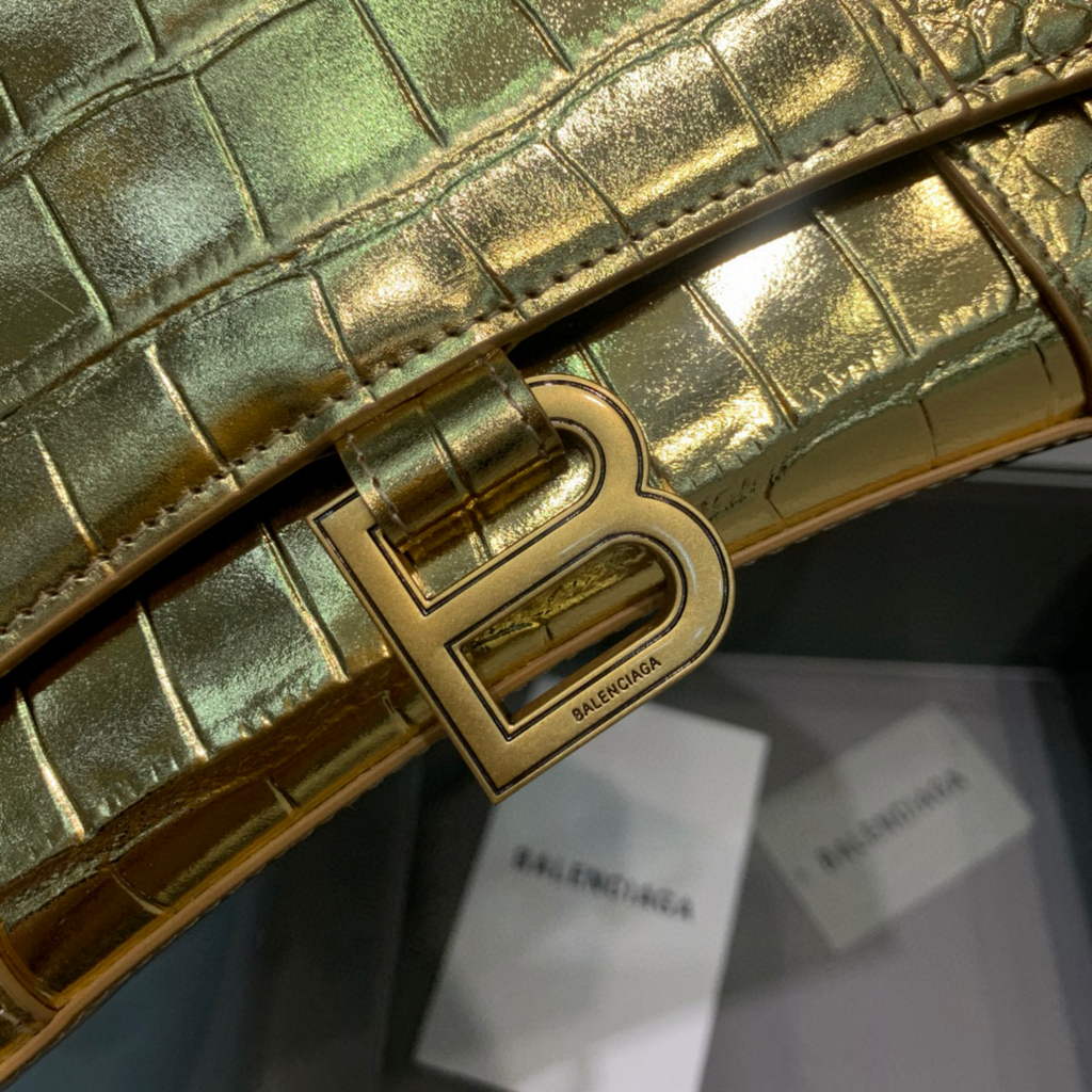 Balenciaga 592833 Hourglass XS Top Handle Bag Gold