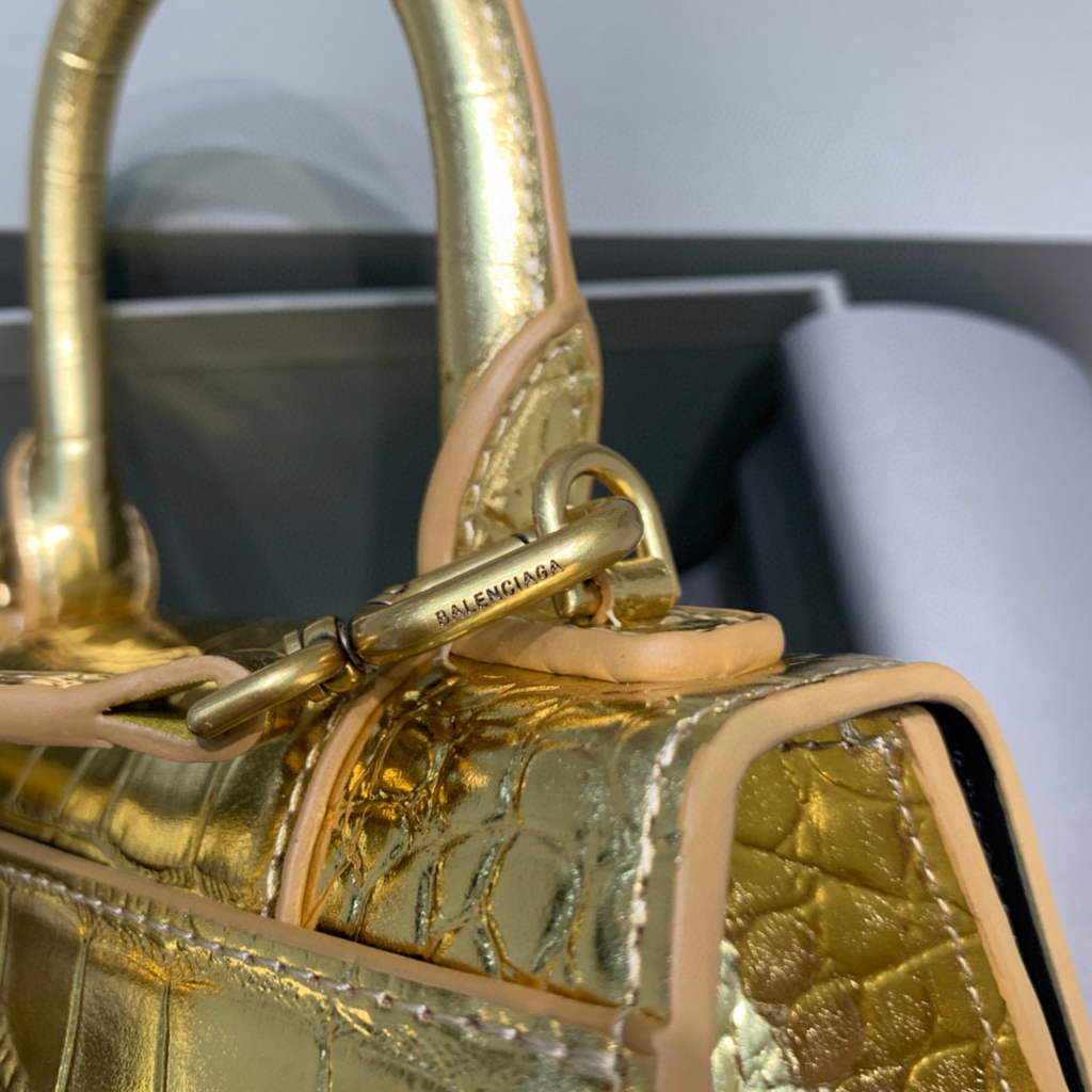 Balenciaga 592833 Hourglass XS Top Handle Bag Gold