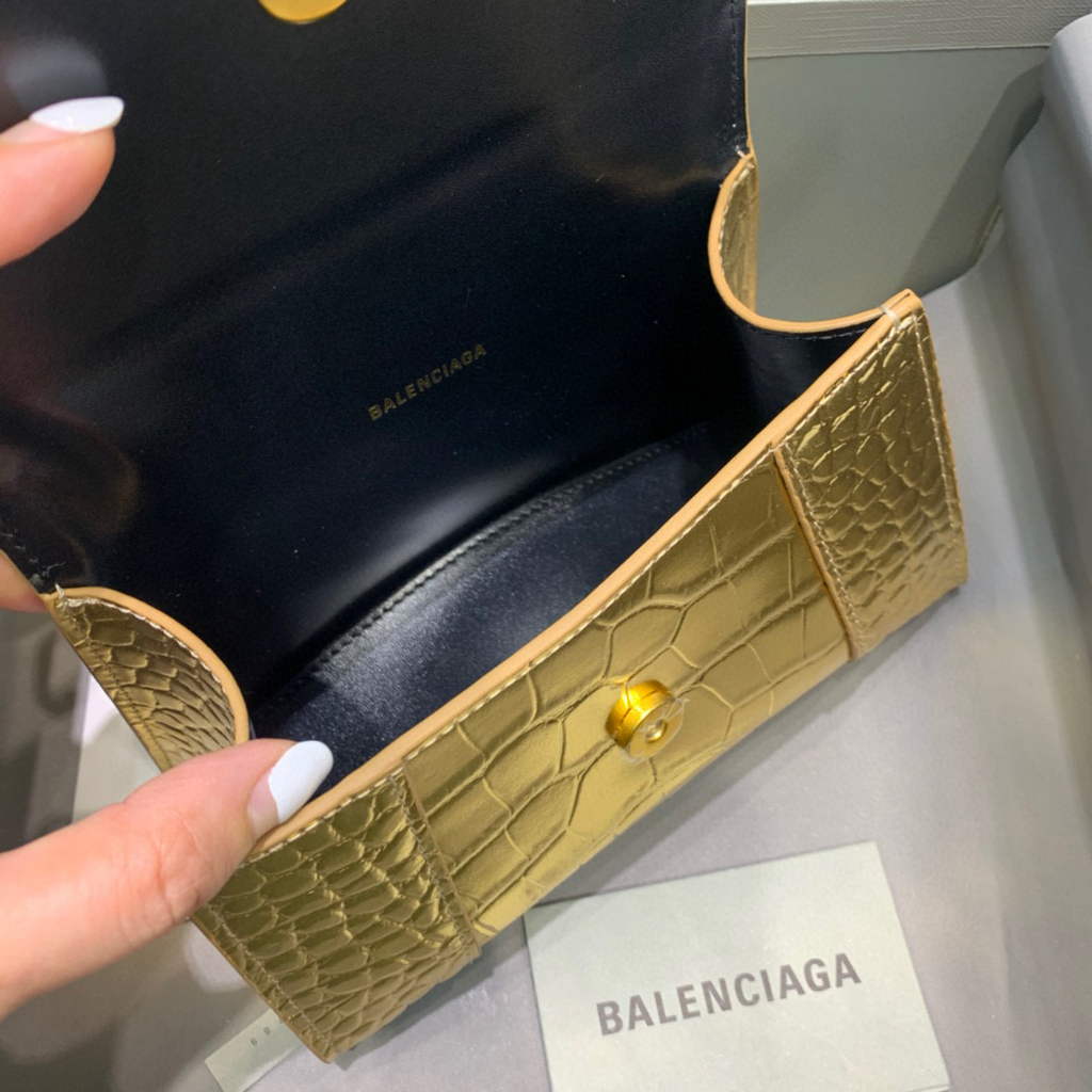 Balenciaga 592833 Hourglass XS Top Handle Bag Gold