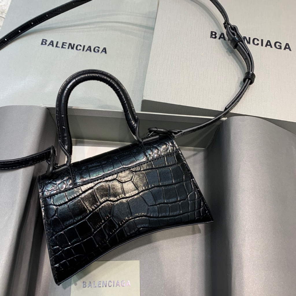 Balenciaga 592833 Hourglass XS Top Handle Bag Black