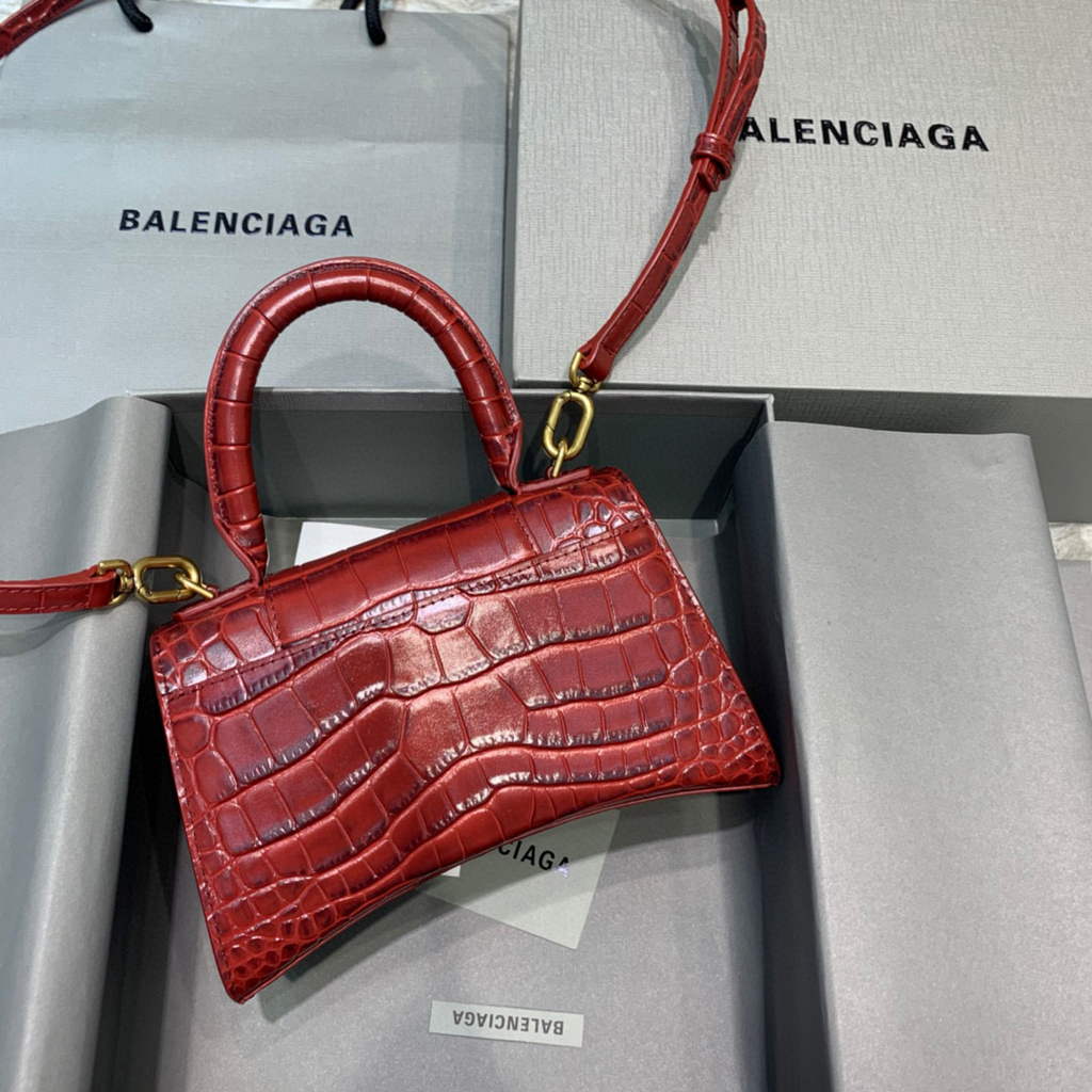 Balenciaga 592833 Hourglass XS Top Handle Bag Red