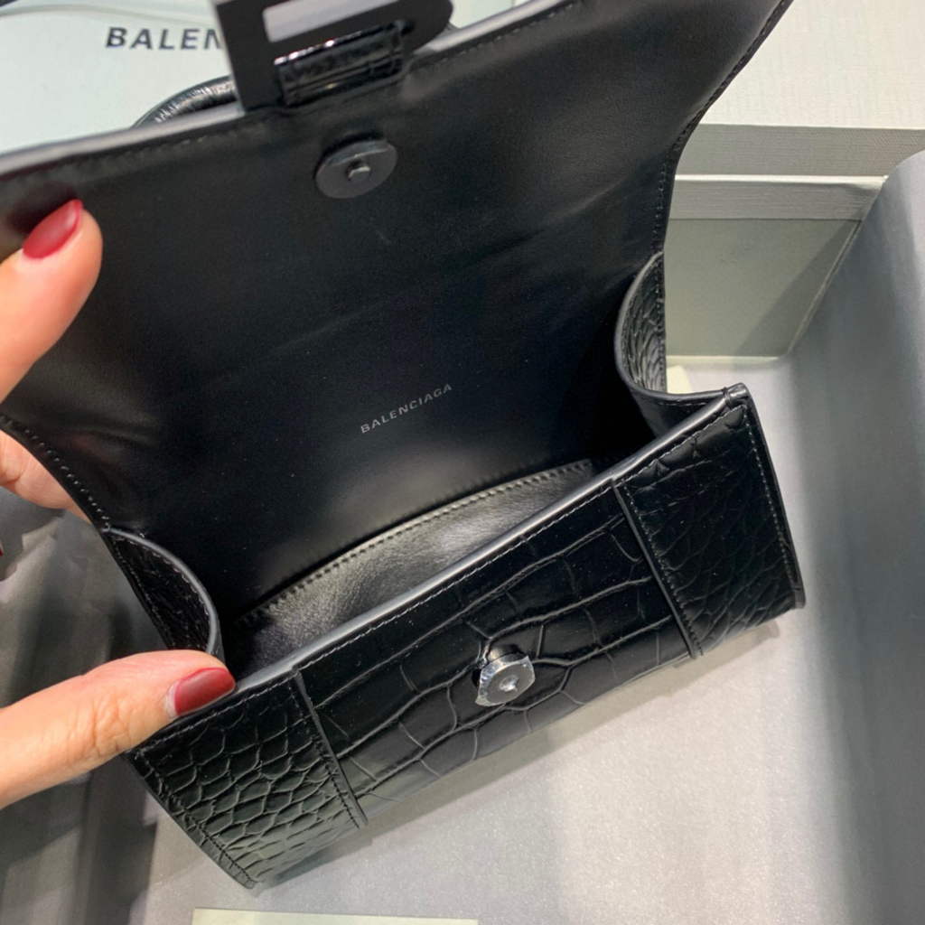 Balenciaga 592833 Hourglass XS Top Handle Bag Black