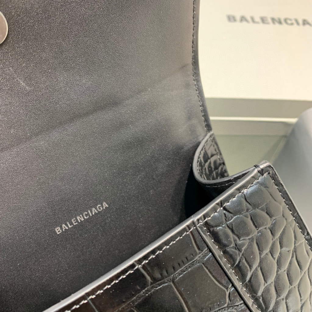 Balenciaga 592833 Hourglass XS Top Handle Bag Black