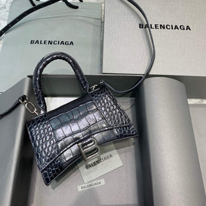 Balenciaga 592833 Hourglass XS Top Handle Bag Black Silver - Default Title - View 1
