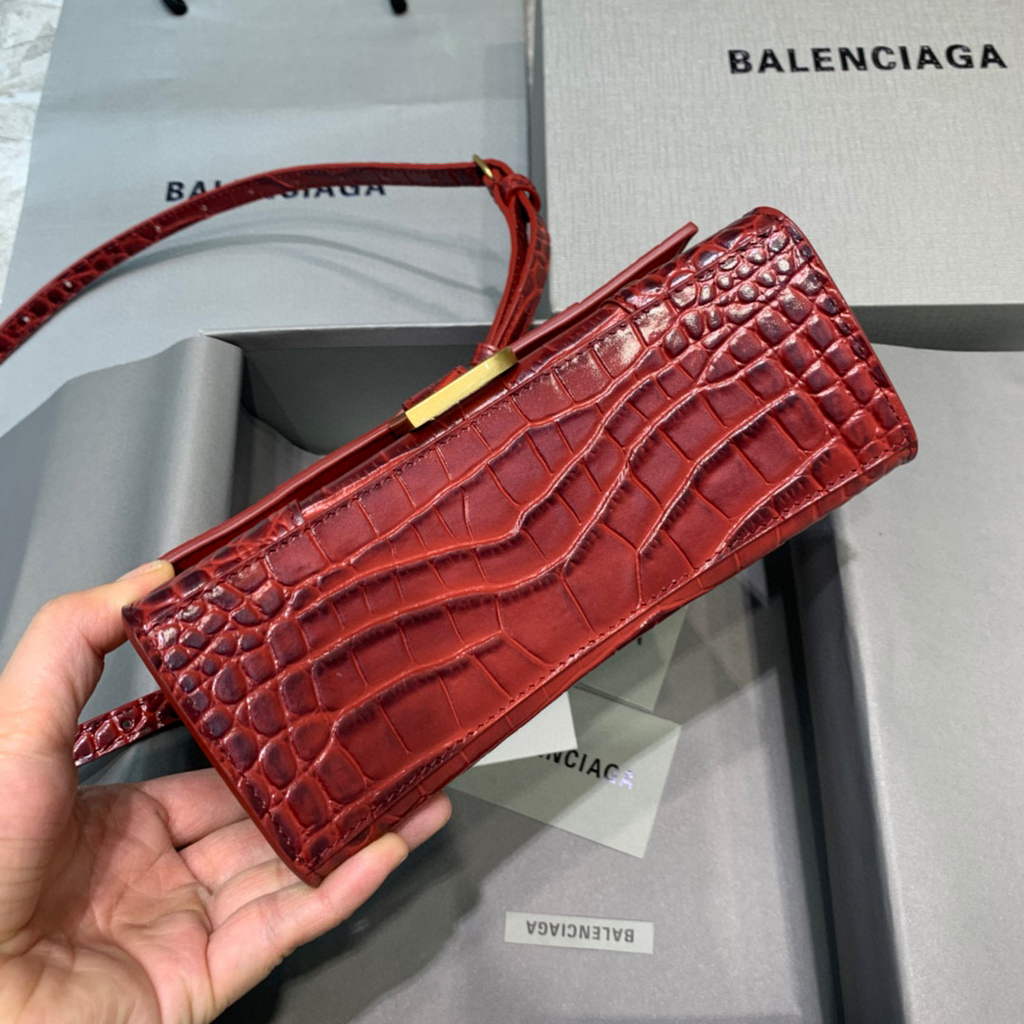 Balenciaga 592833 Hourglass XS Top Handle Bag Red