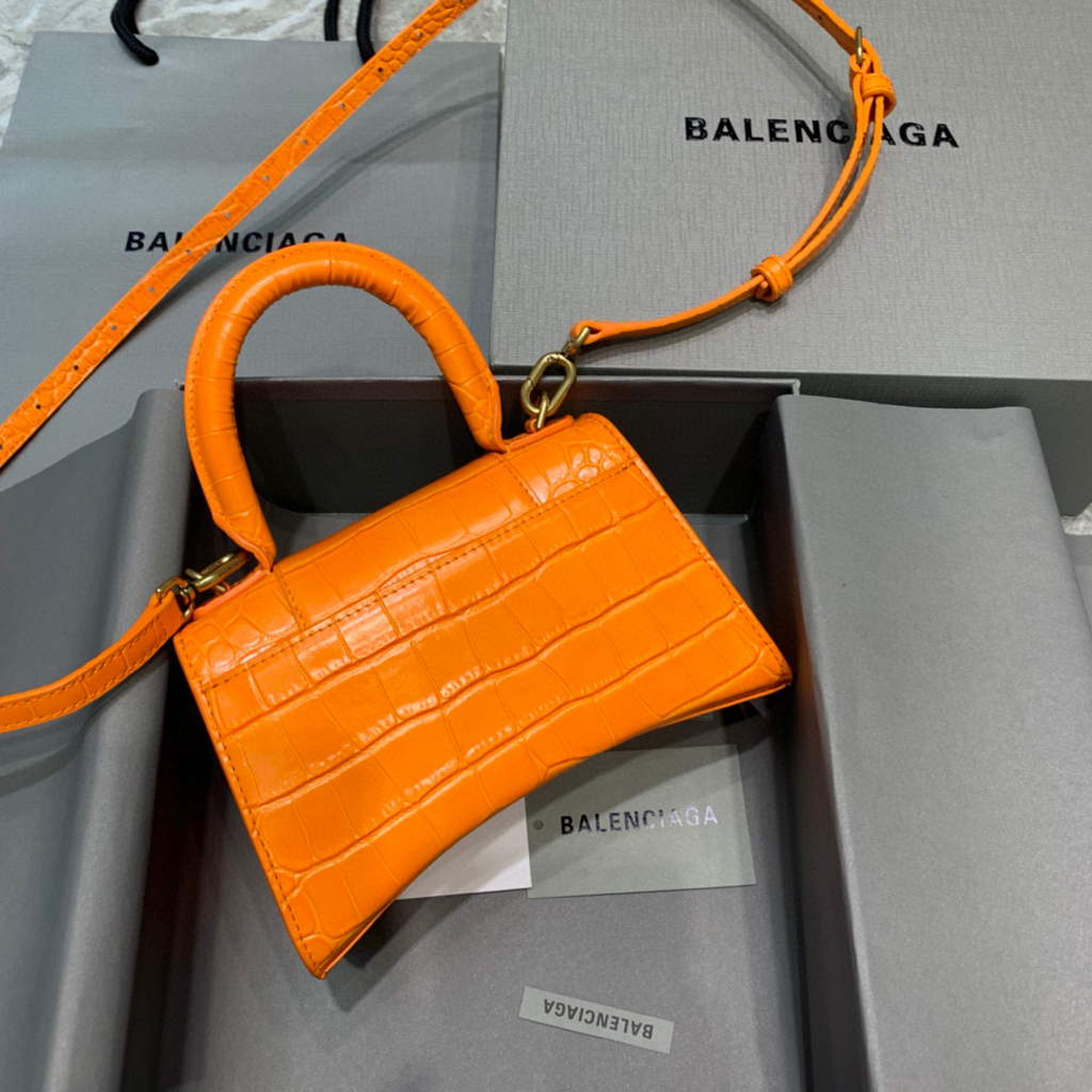Balenciaga 592833 Hourglass XS Top Handle Bag Orange