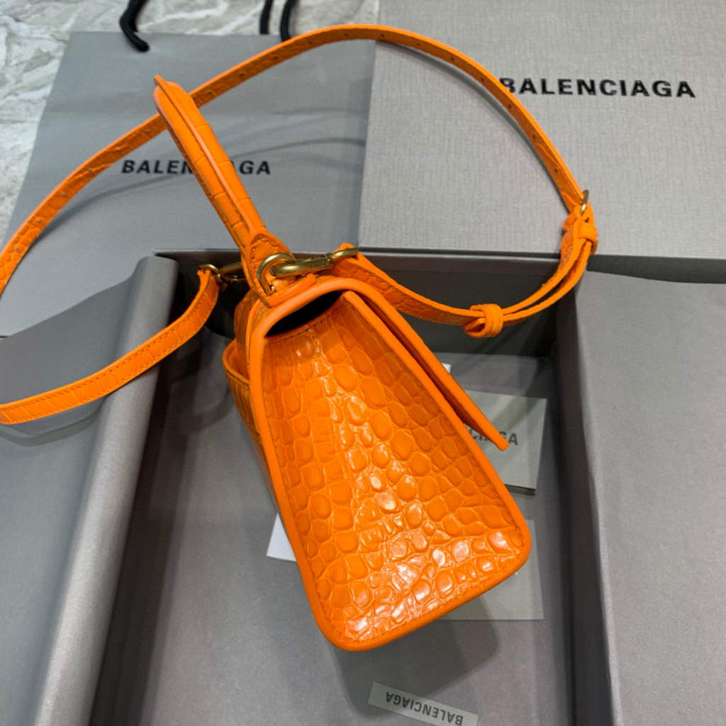 Balenciaga 592833 Hourglass XS Top Handle Bag Orange