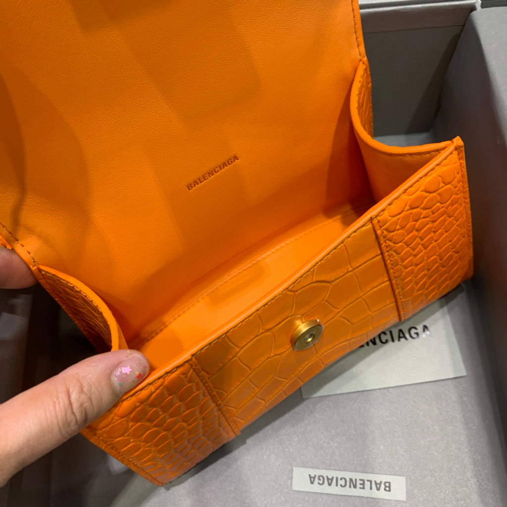 Balenciaga 592833 Hourglass XS Top Handle Bag Orange