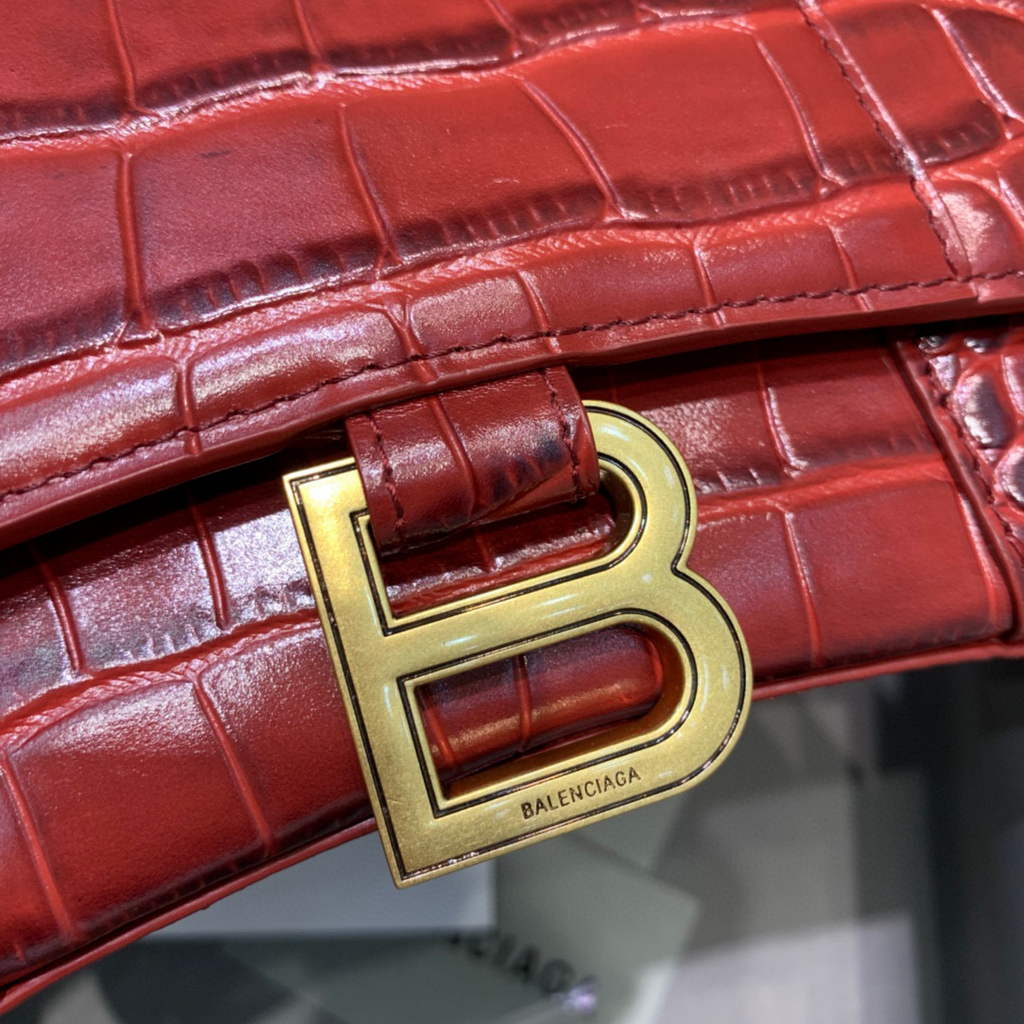 Balenciaga 592833 Hourglass XS Top Handle Bag Red