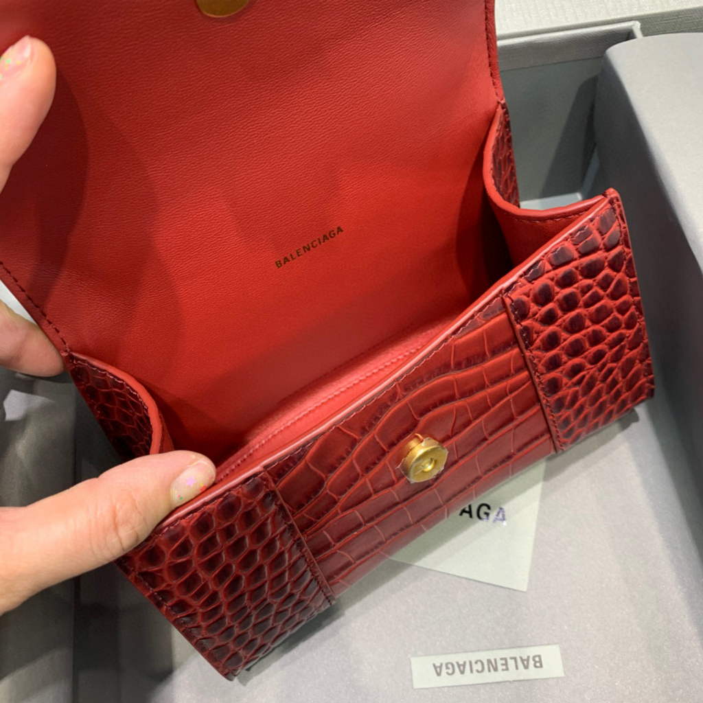 Balenciaga 592833 Hourglass XS Top Handle Bag Red