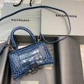 Balenciaga 592833 Hourglass XS Top Handle Bag Navy Blue Silver - Default Title - View 1