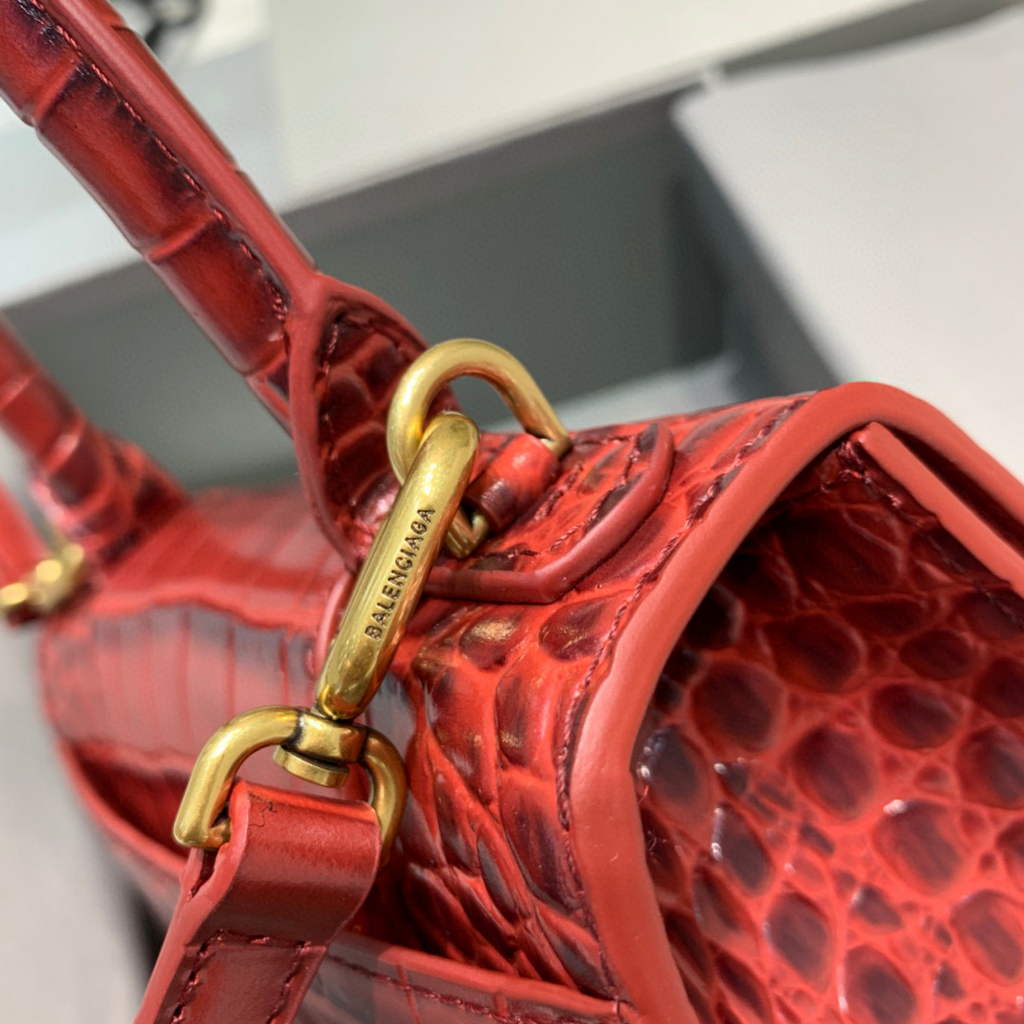 Balenciaga 592833 Hourglass XS Top Handle Bag Red