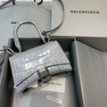 Balenciaga 592833 Hourglass XS Top Handle Bag Navy Gray Silver - Default Title - View 1