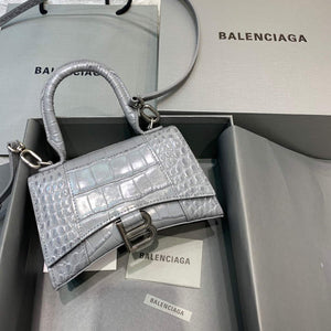 Balenciaga 592833 Hourglass XS Top Handle Bag Navy Gray Silver - Default Title - View 1