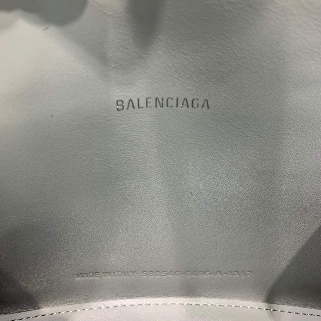 Balenciaga 592833 Hourglass XS Top Handle Bag Navy Gray Silver