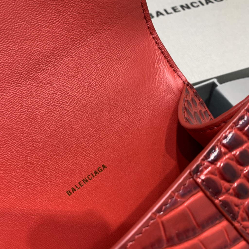 Balenciaga 592833 Hourglass XS Top Handle Bag Red