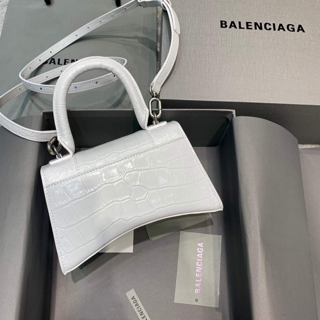 Balenciaga 592833 Hourglass XS Top Handle Bag White