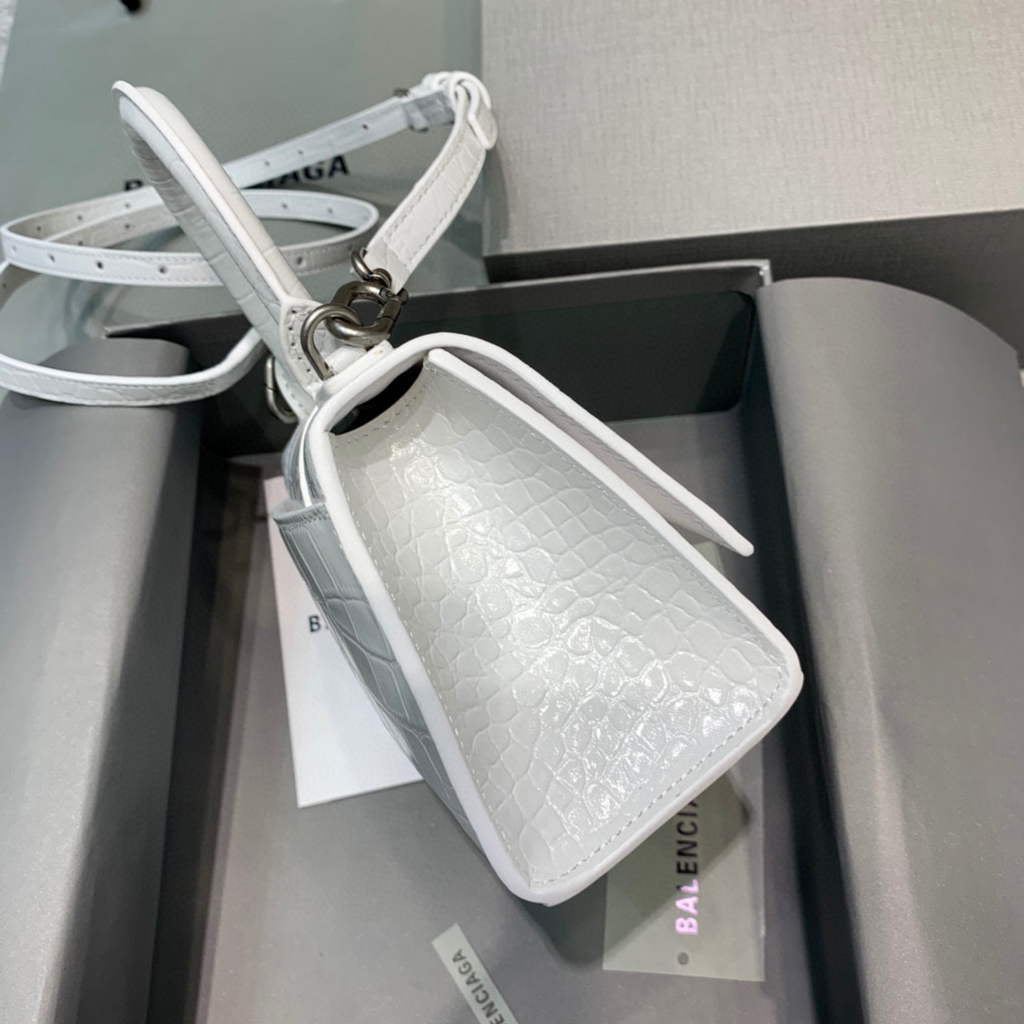 Balenciaga 592833 Hourglass XS Top Handle Bag White
