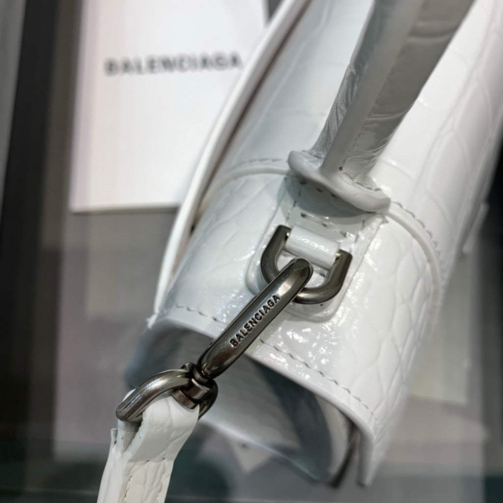 Balenciaga 592833 Hourglass XS Top Handle Bag White