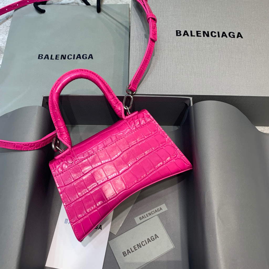 Balenciaga 592833 Hourglass XS Top Handle Bag Plum