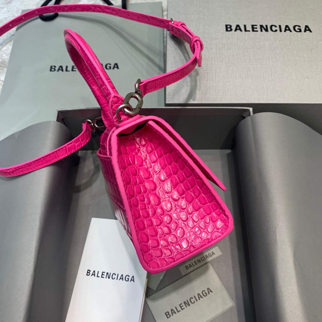 Balenciaga 592833 Hourglass XS Top Handle Bag Plum