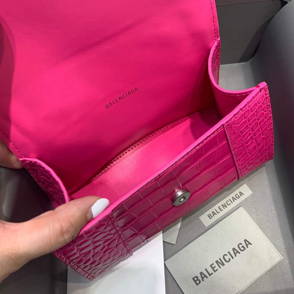 Balenciaga 592833 Hourglass XS Top Handle Bag Plum
