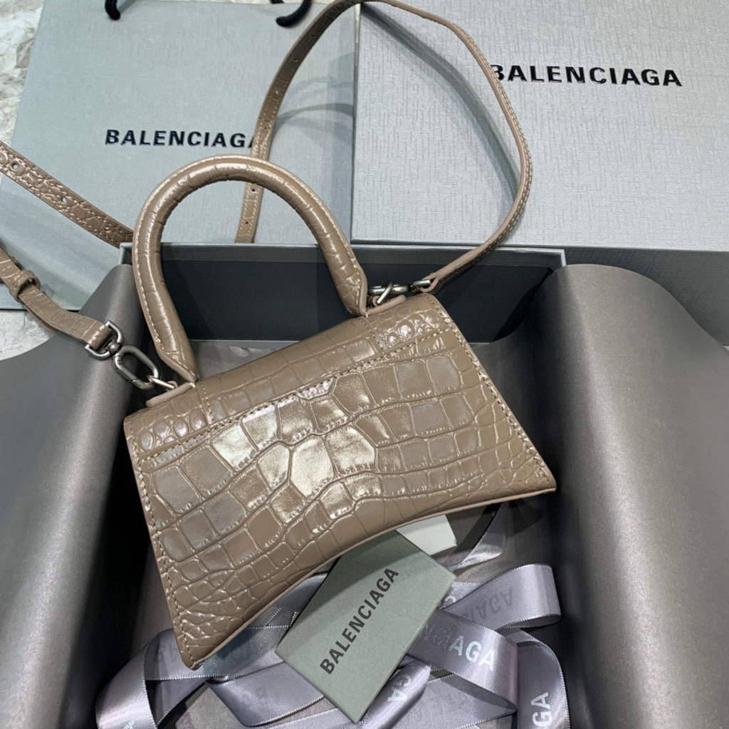 Balenciaga 592833 Hourglass XS Top Handle Bag Kakhi
