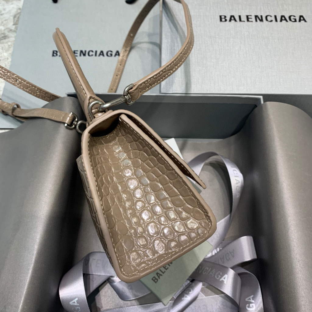 Balenciaga 592833 Hourglass XS Top Handle Bag Kakhi