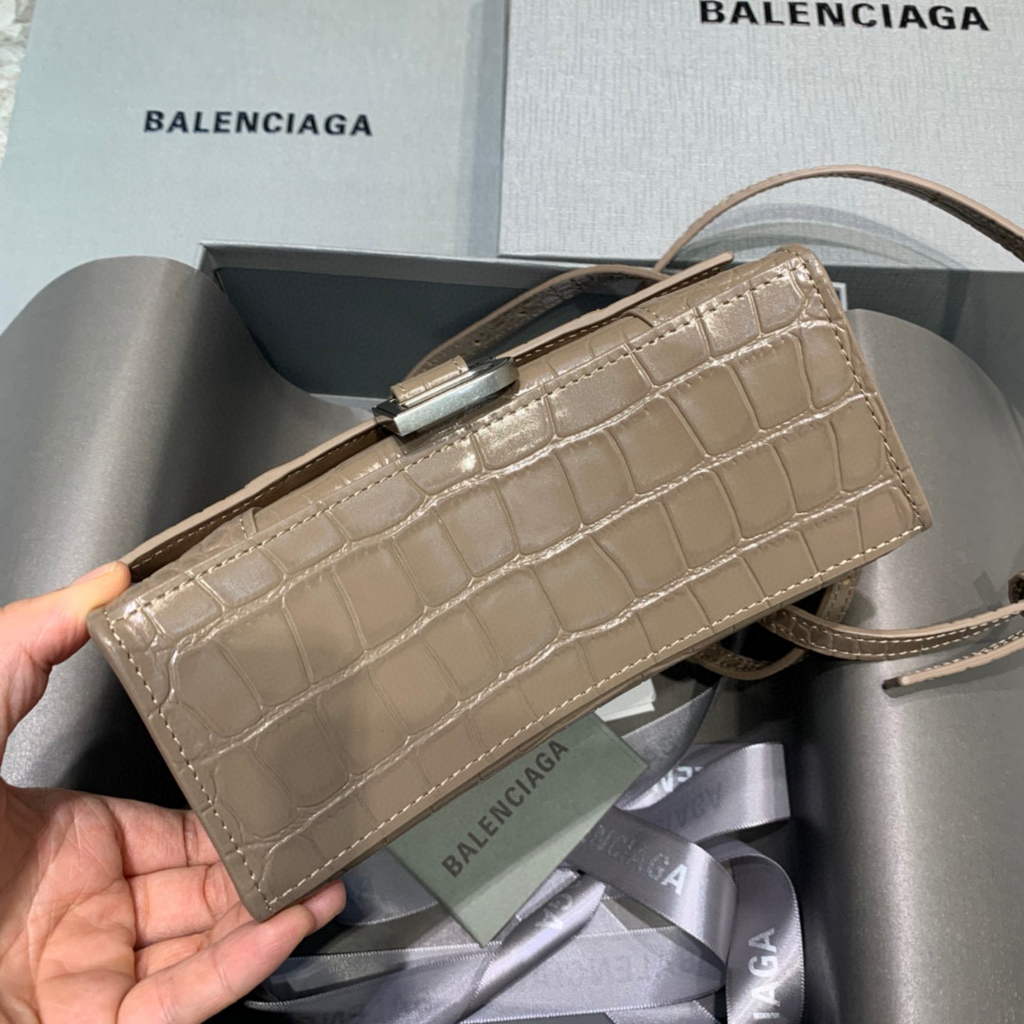 Balenciaga 592833 Hourglass XS Top Handle Bag Kakhi