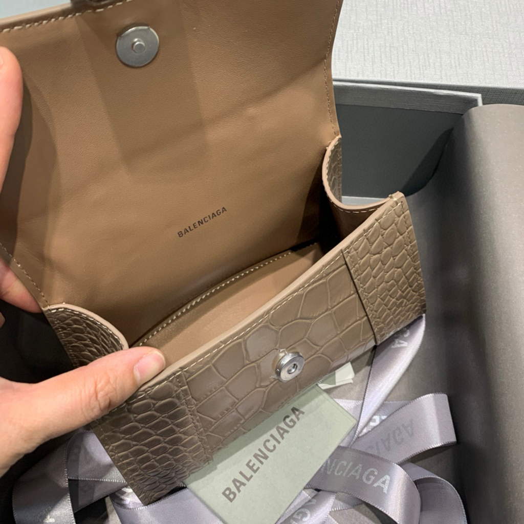 Balenciaga 592833 Hourglass XS Top Handle Bag Kakhi