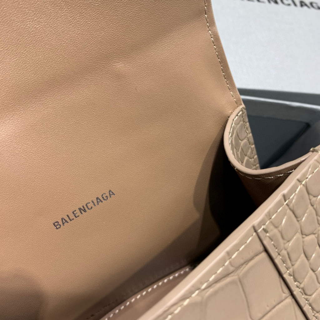 Balenciaga 592833 Hourglass XS Top Handle Bag Kakhi
