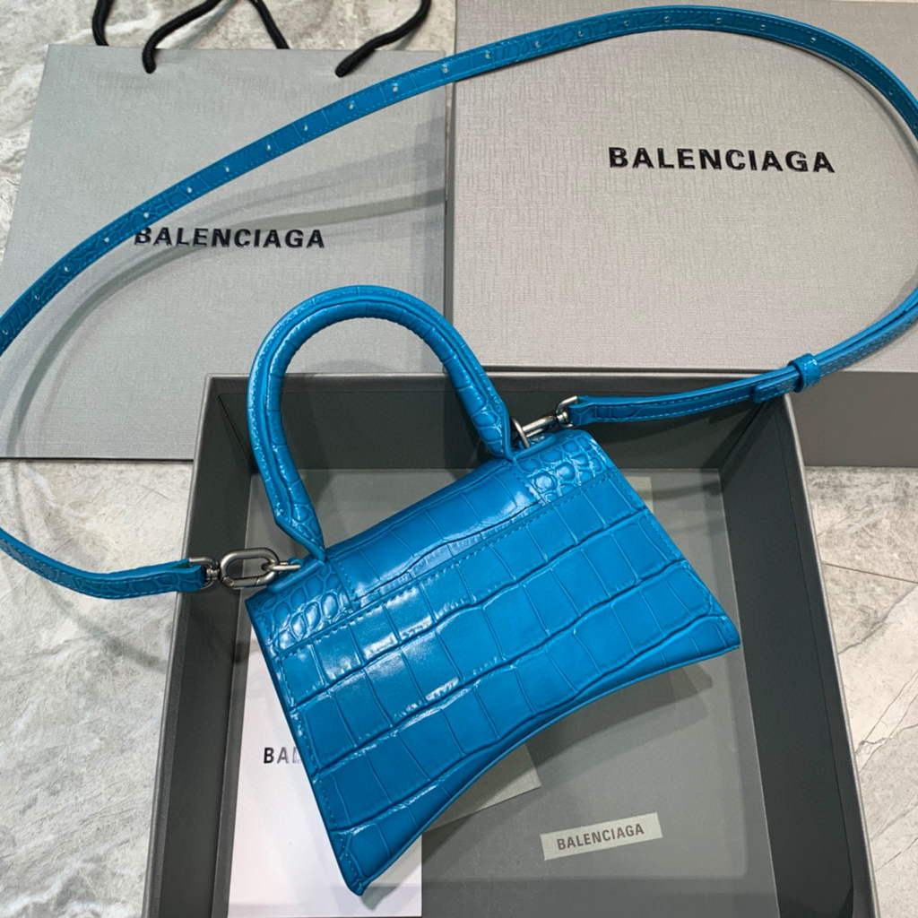 Balenciaga 592833 Hourglass XS Top Handle Bag Blue
