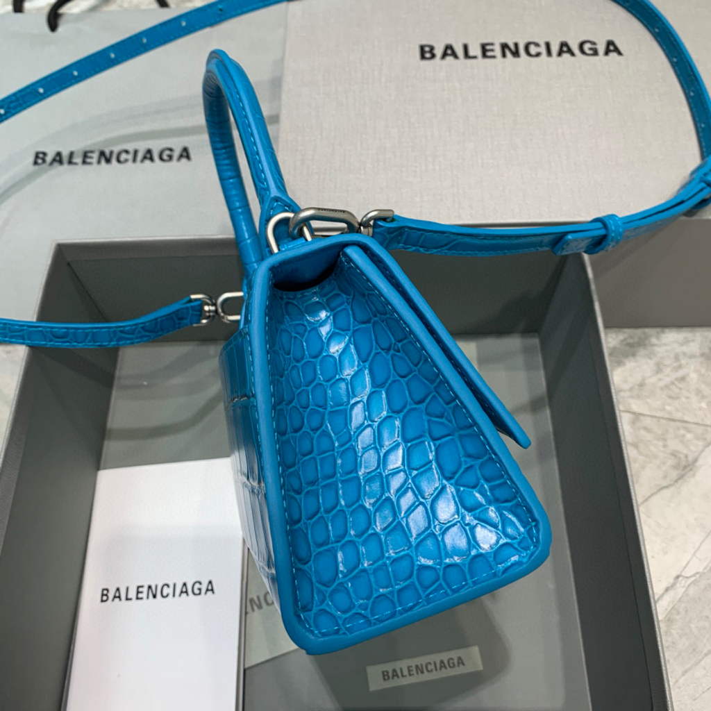 Balenciaga 592833 Hourglass XS Top Handle Bag Blue