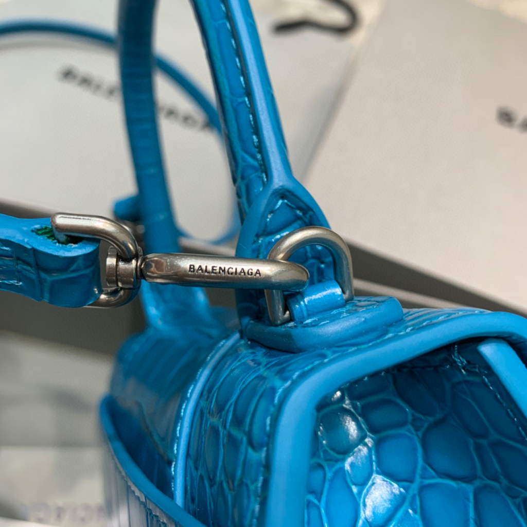 Balenciaga 592833 Hourglass XS Top Handle Bag Blue