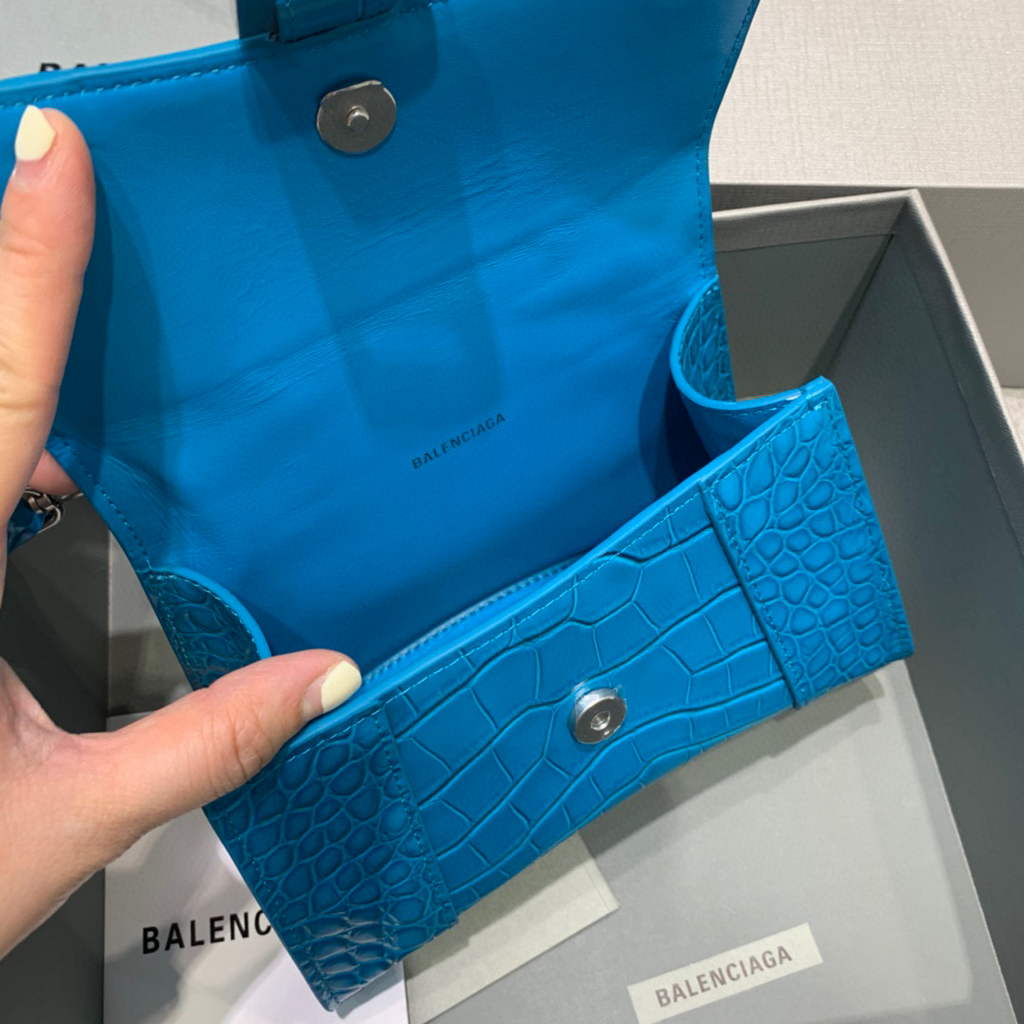 Balenciaga 592833 Hourglass XS Top Handle Bag Blue