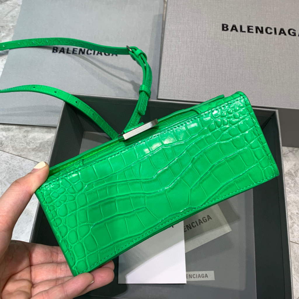 Balenciaga 592833 Hourglass XS Top Handle Bag Green