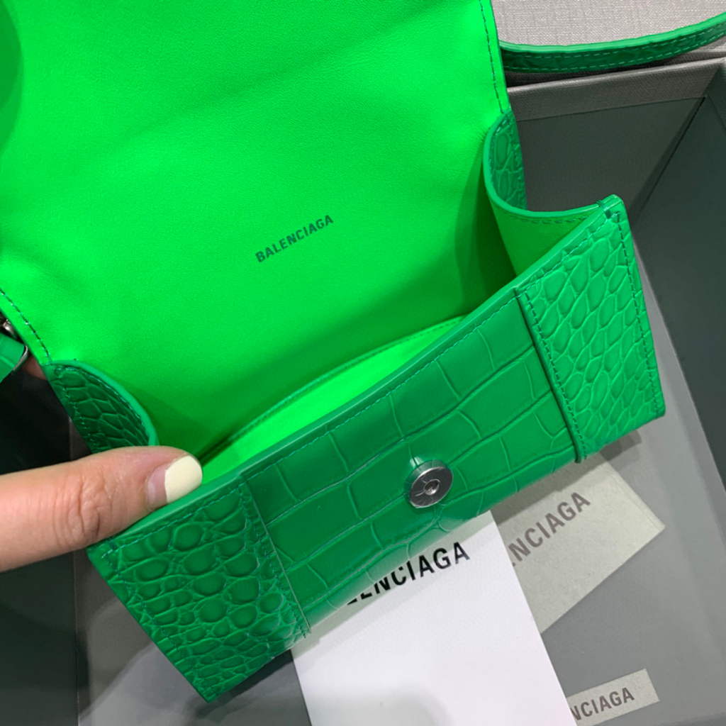 Balenciaga 592833 Hourglass XS Top Handle Bag Green