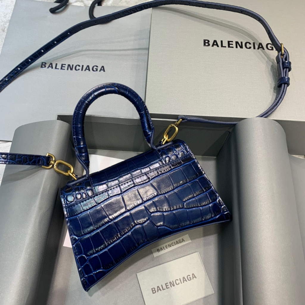 Balenciaga 592833 Hourglass XS Top Handle Bag Navy Blue