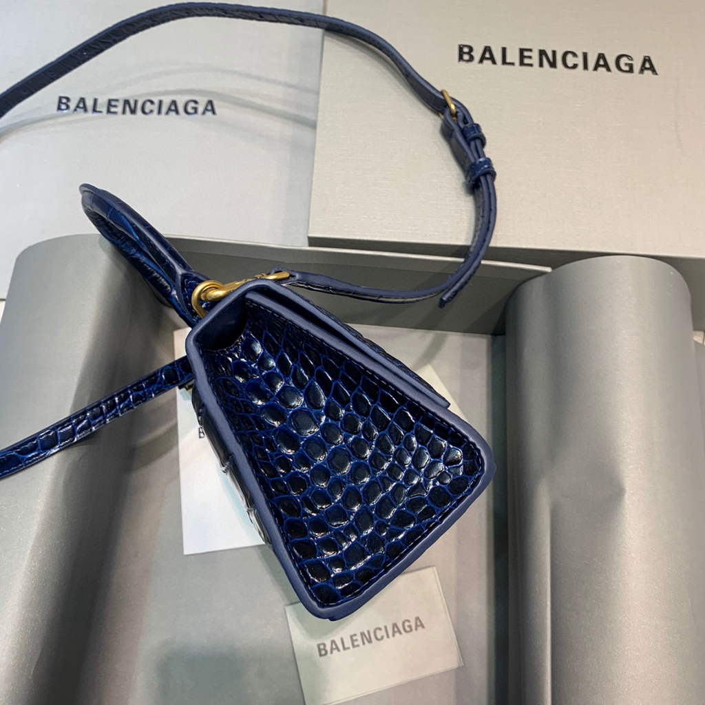 Balenciaga 592833 Hourglass XS Top Handle Bag Navy Blue