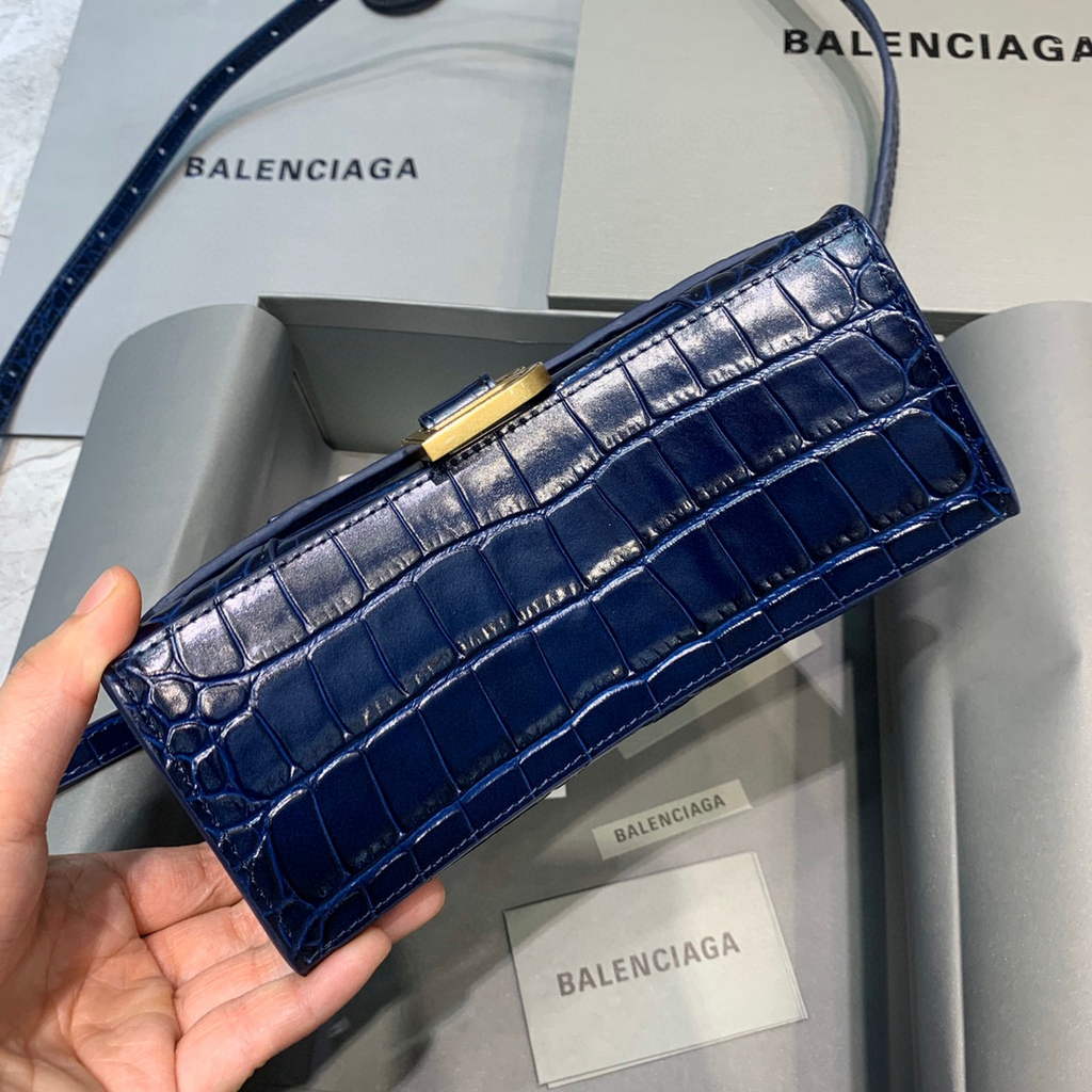 Balenciaga 592833 Hourglass XS Top Handle Bag Navy Blue