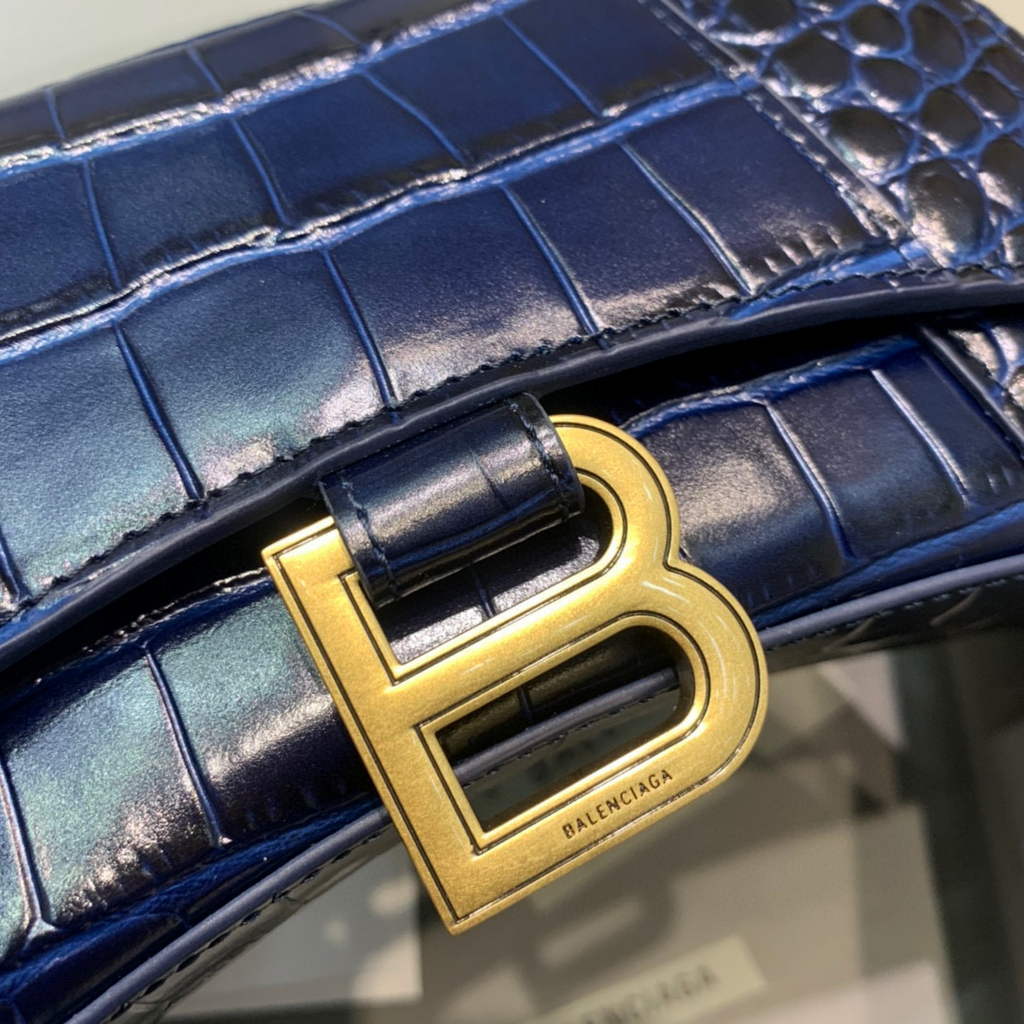 Balenciaga 592833 Hourglass XS Top Handle Bag Navy Blue