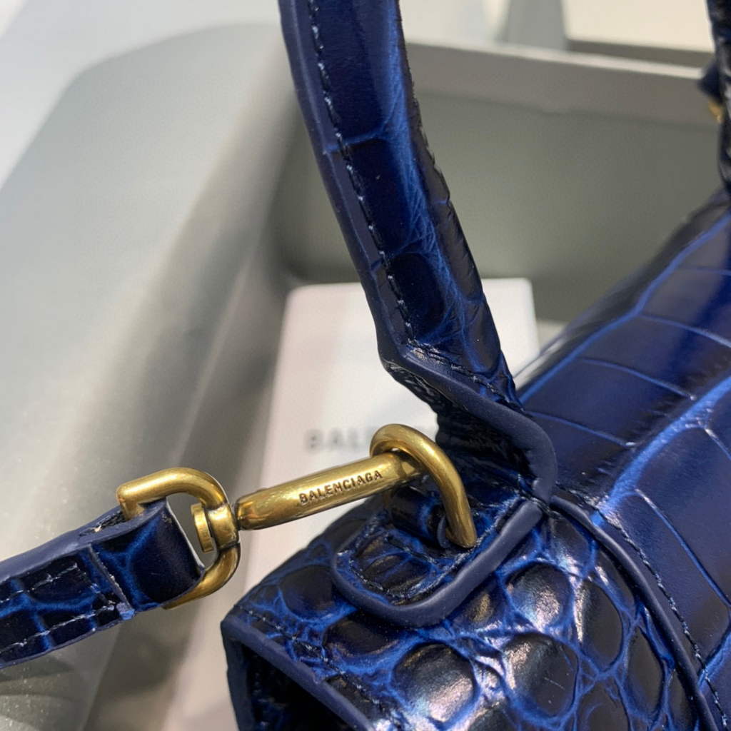 Balenciaga 592833 Hourglass XS Top Handle Bag Navy Blue