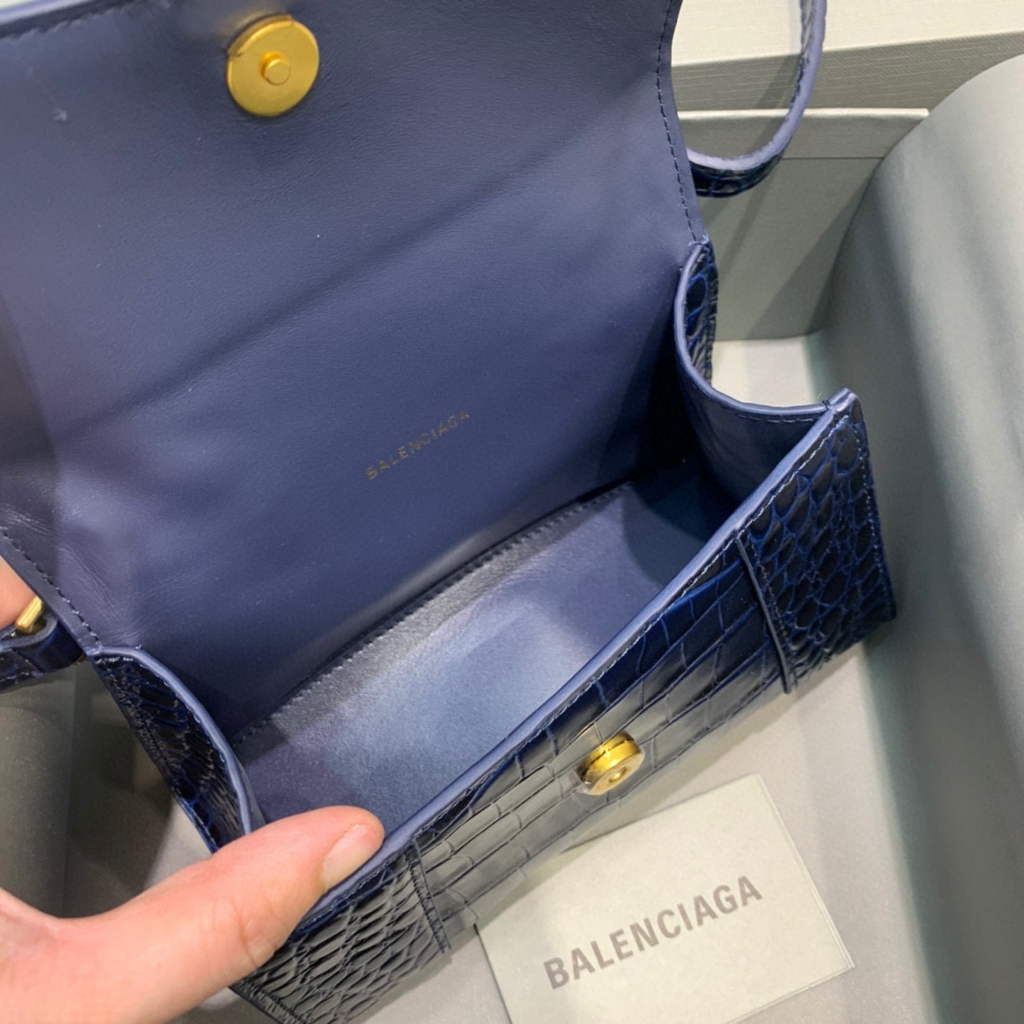 Balenciaga 592833 Hourglass XS Top Handle Bag Navy Blue
