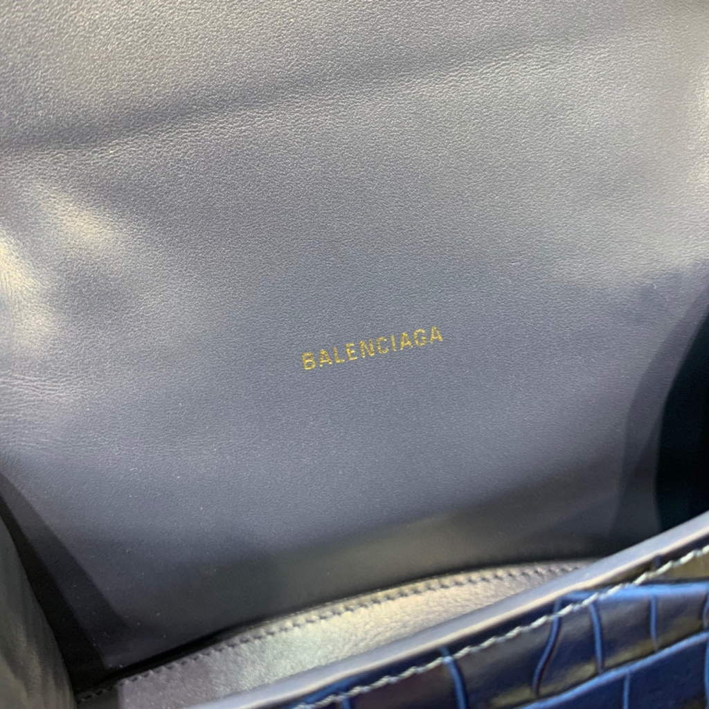 Balenciaga 592833 Hourglass XS Top Handle Bag Navy Blue