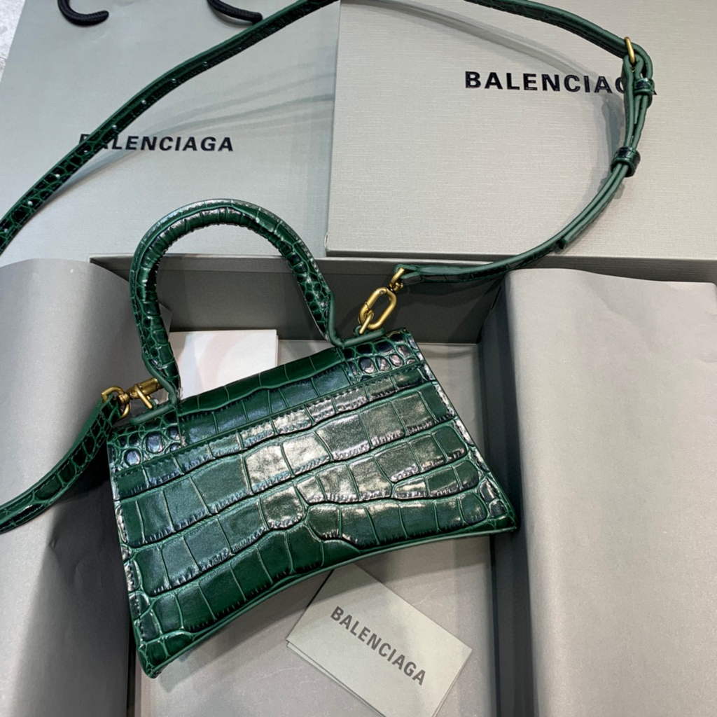 Balenciaga 592833 Hourglass XS Top Handle Bag Dark Green