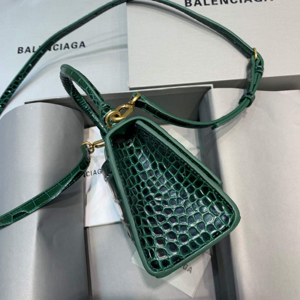 Balenciaga 592833 Hourglass XS Top Handle Bag Dark Green