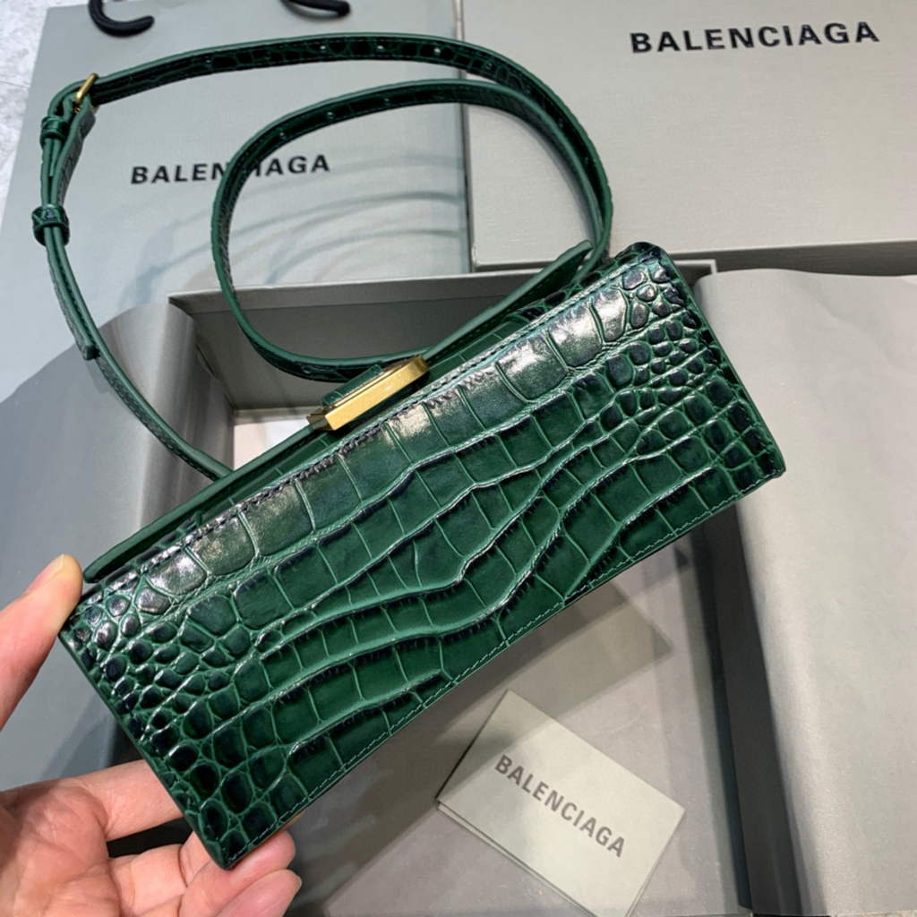 Balenciaga 592833 Hourglass XS Top Handle Bag Dark Green
