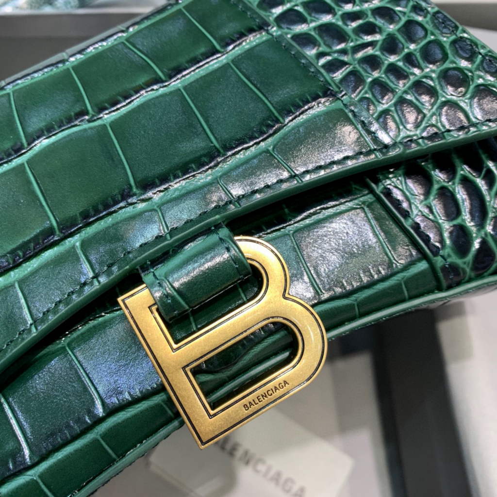 Balenciaga 592833 Hourglass XS Top Handle Bag Dark Green