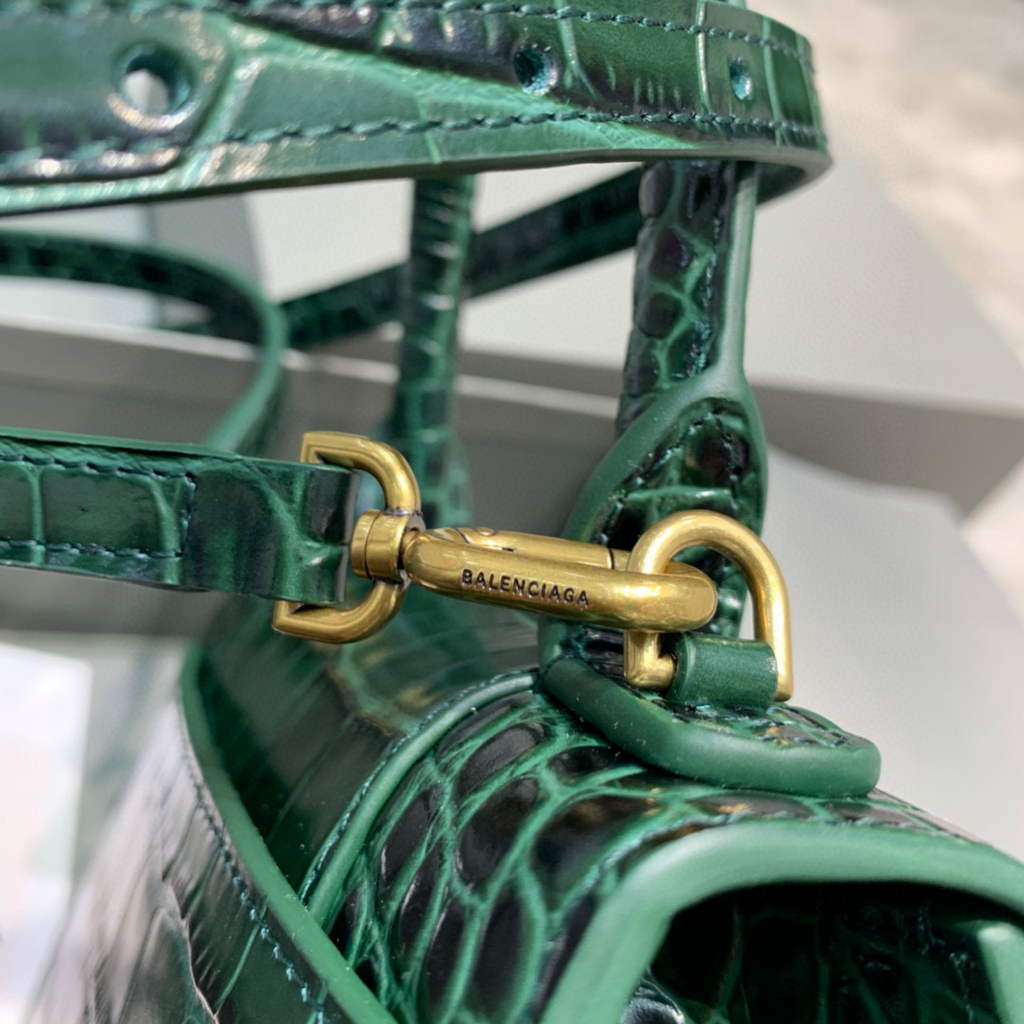 Balenciaga 592833 Hourglass XS Top Handle Bag Dark Green